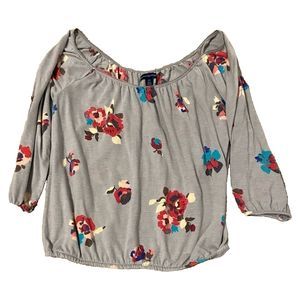 American Eagle Outfitters Floral Tunic Top 3/4 Sleeve Size Small